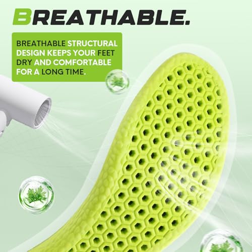 Eimocs 2 Pairs Comfort Insoles for Men/Women, Memory Foam Inserts, Prevent Foot Odor, Providing Great Shock Absorption and Cushioning for Feet Relief，Steppers Insoles