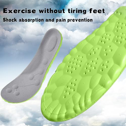 Pickleball Insoles - 2 Pairs of Pickleball Insoles for Men Women, 4D Cloud Arch Support Pickleball Inserts (Green,M11/W12)
