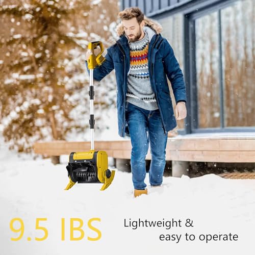 Electric Snow Shovel Compatible with Dewalt 20V Battery, 12 inch Electric Snow Blower, Foldable Lightweight Snow Blower Cordless, 20 ft Throwing Distance Power Snow Removal (No Battery)