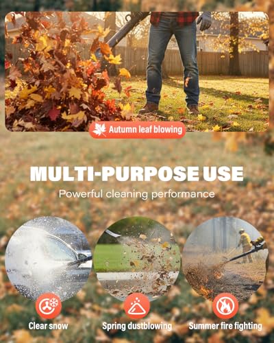Snoonwee Backpack Leaf Blower Gas Powered – Commercial 52cc 2-Stroke Engine, 200 MPH & 550 CFM Heavy Duty Blower for Lawn Care, Debris & Snow (A808-2)