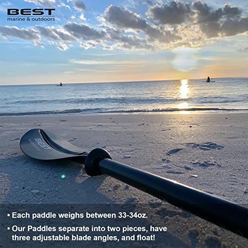 Best Marine and Outdoors Kayak Paddle, Carbon Fiber Shaft & Fiberglass Reinforced Polypropylene Blades, 220cm, 234cm, 250cm, Lightweight Kayak Paddles for Adults (Black, 220 CM)