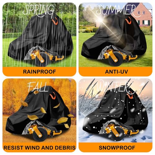 Zero-Turn Lawn Mower Covers,Waterproof Outdoor Riding Mower Cover,Fits up to 60" Decks Rider Lawnmower Tractor Storage Cover,Durable Anti-UV 210D Polyester,Reflective Strips -79"Lx47"Wx55"H