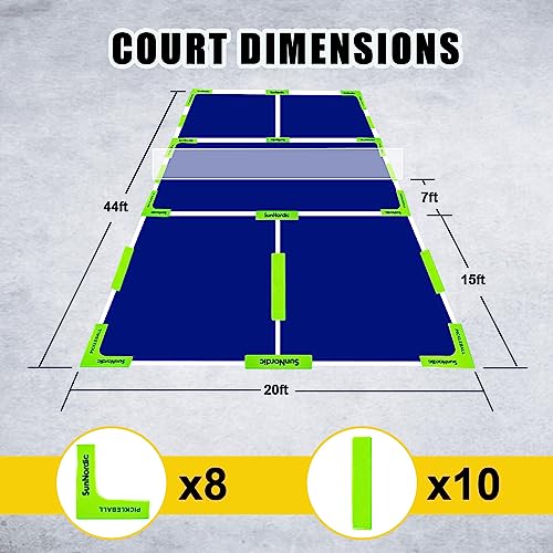 SunNordic Pickleball Court Marker Kit, Official Size Pickleball Court Lines Set with Drawstring Bag, Create Your Own Pickleball Court for Driveway, Backyard, Park & Lawn