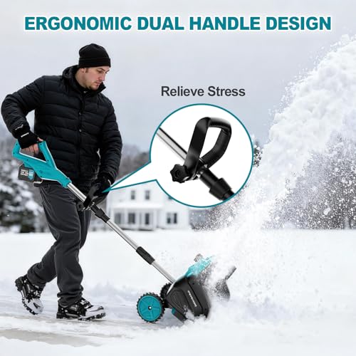 Cordless Snow Shovel with Wheels, 17-Inch Electric Snow Blower, 18V 2x4.5Ah Battery Powered Brushless Motor, 25ft Throwing Distance, Winter Removal Tool for Driveway Sidewalk Patio