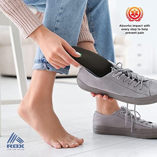RBX Plantar Fasciitis Ortho Insoles, 3/4 Size for Women (Mint)