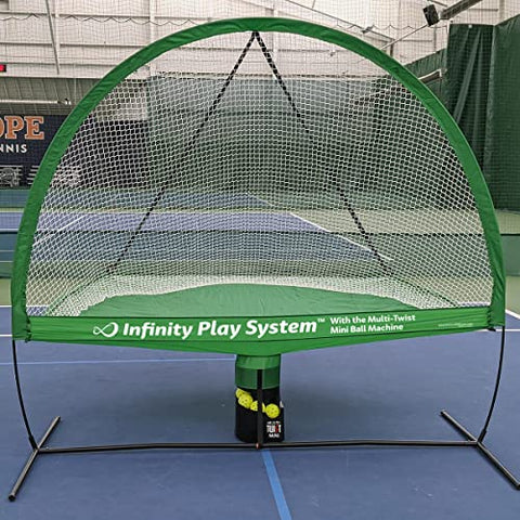 Infinity Play System Rebounder Net with Multi-Twist Mini Ball Machine for Tennis and Pickleball