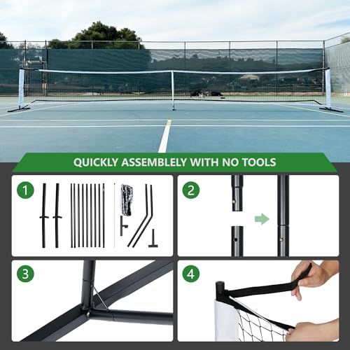 ZENY Portable Pickleball Net Set System with Court Marker Kit, Metal Frame Stand and Regulation Size Net 22 FT Including Carrying Bag Indoor Outdoor Game