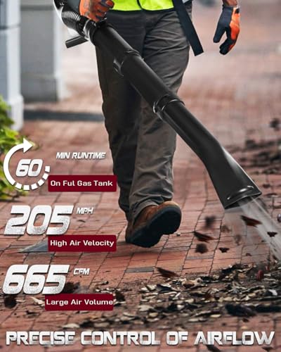 EIDOWA 63CC Gas Backpack Leaf Blower – 665 CFM, 205 MPH, Commercial-Grade Gas Blower for Landscaping, Snow Removal, and Heavy-Duty Yard Work – Lightweight, Quiet for Residential Areas (686 RPO)