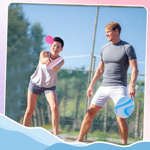 Cute Pickleball Set of 2 Paddles - Pink & Blue Lightweight Pickleball Rackets with 2 Indoor and 2 Outdoor Balls, 1 Portable Bag, for Beginner Youth Women Couple Gift