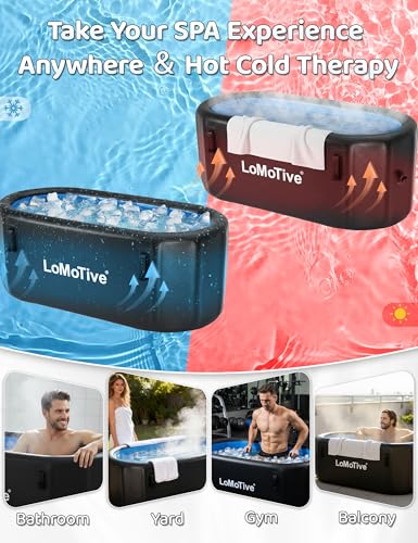 LoMoTive 67" Cold Plunge Tub for Ice Bath 225 Gallons - Inflatable Portable Bathtub for Athletes Ice Tub with Cover Pump Compatible with Water Chillers Large Ice Bath Tub 67"