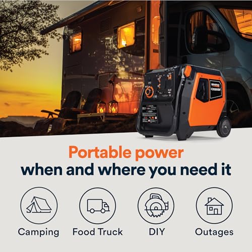 Generac 5,200-Watt Dual-Fuel Portable Inverter Generator - Gas and Propane Compatible - Quiet Operation - Produces Clean, Stable Power - Great for Home Backup, Camping, and RV Use