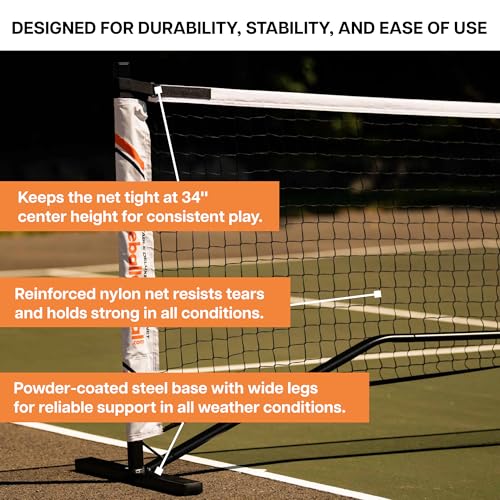 Rally Pickleball Net, Portable Net System, Indoor/Outdoor, Pickleball Training Aids, Regulation Size, Alloy Steel Frame, Net and Carry Bag (Deluxe)