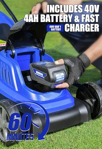 Wild Badger Power 40V 18″ Cordless Lawn Mower Brushless , 5,445 sq ft/0.125 ac, 1×4.0Ah Battery & Fast Charger, 5-Position Height ,for Small-to-Medium Lawns