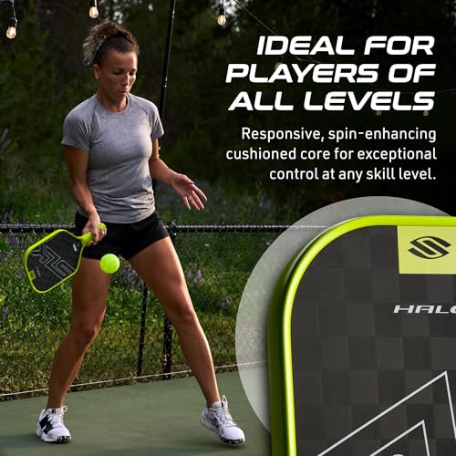 Selkirk Sport SLK Halo Control XL Pickleball Paddle | Carbon Fiber Pickleball Paddles with a Rev-Core Power Polymer Core | Designed for Ultimate Spin & Power | Green