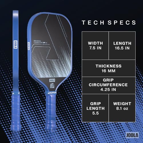 JOOLA Perseus 16mm Carbon Fiber Pickleball Paddle - CAS Surface Technology - Control & Power Paddle for Maximum Precision - USAP Approved - Aero Curve Design - Feel-Tec Pure Grip - NFC Chip Enabled