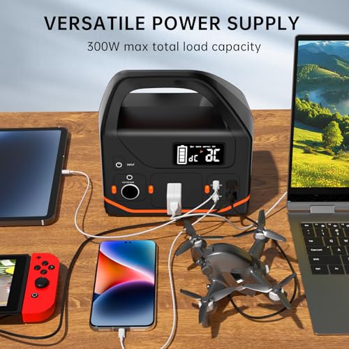 Portable Power Station, 266wh Power Generator 300W Lithium Battery, Power Station for Camping, Home Use, Outdoor, Emergency Backup With 110V Pure Sine Wave AC Outlet