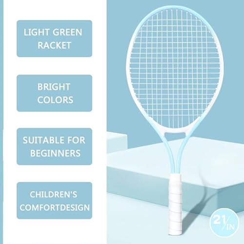 NEWSNOW Children's Tennis Racket for 2 Players, Suitable for Beginners, pre Worn 27 inch Lightweight Children's Racket, Suitable for Boys and Girls, Equipped with Tennis (Blue)
