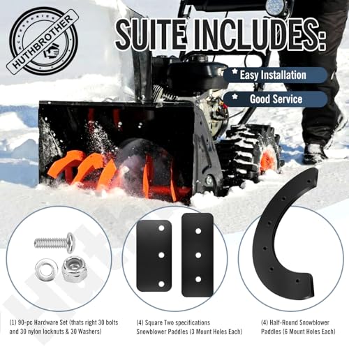 302565MA 327072MA Snow Thrower Paddle & Hardware - by Huthbrother, Compatible with Craftsman Murray 57121MA 1687312SM, for Craftsman Machines 20" 21" or 22" Snowblower