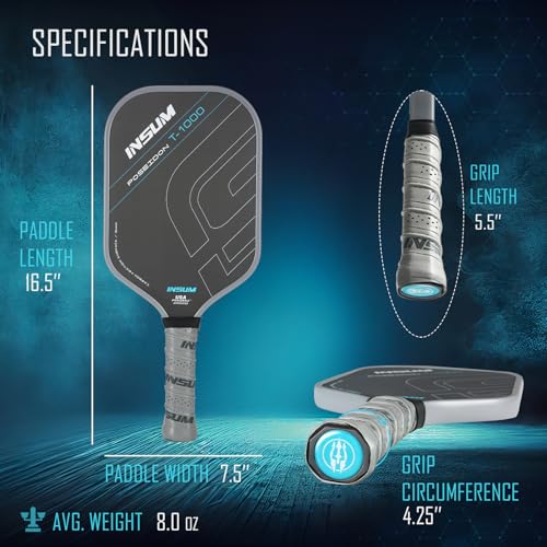 INSUM Pickleball Paddles, T1000 Carbon Fiber Pickleball Paddle with Power Polymer Core, USAPA Approved, Pro Pickleball Rackets for Ultimate Spin & Consistency, Come with Cover