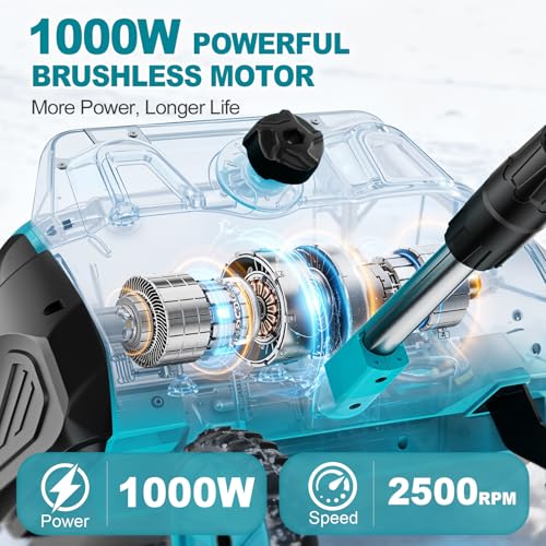 Cordless Snow Shovel with Wheels, 17-Inch Electric Snow Blower, 18V 2x4.5Ah Battery Powered Brushless Motor, 25ft Throwing Distance, Winter Removal Tool for Driveway Sidewalk Patio