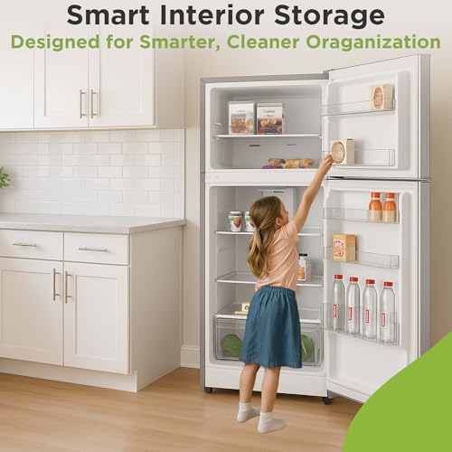 HAMILTON BEACH, Frost Free Top Mount 2 Door Apartment Size Refrigerator with Freezer, STAINLESS, 18 CU FT