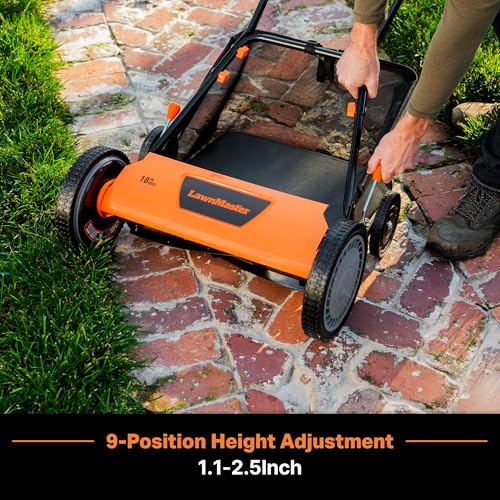 LawnMaster LMRM1801 Push Reel Lawn Mower 18-Inch 5-Blade