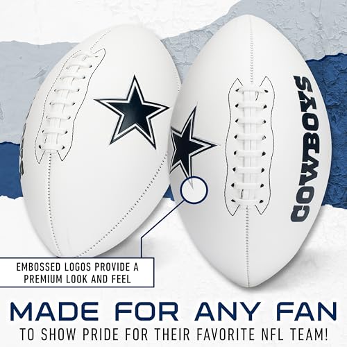 Franklin Sports NFL Dallas Cowboys Autograph Football - Official Size White Panel Souvenir Football for Autographs + Signatures - NFL Team Fan Shop Memorabilia Ball for Display