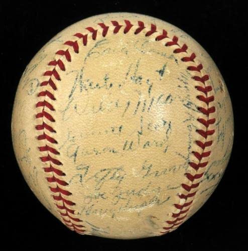 Babe Ruth Ty Cobb Cy Young Jimmie Foxx Tris Speaker 34 Sigs Signed Baseball JSA - Autographed Baseballs