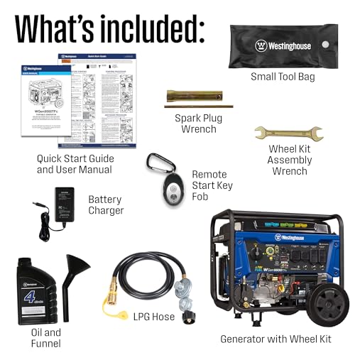 Westinghouse 12500 Peak Watt Tri-Fuel Home Backup Portable Generator, Remote Electric Start, Transfer Switch Ready, Gas, Propane, and Natural Gas Powered