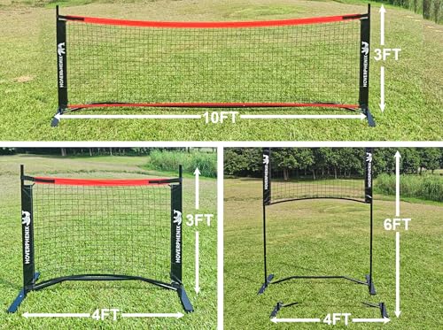 10FT Mini Pickleball Net, 4FT Adjustable Height Dink Training Rebounder Net with Paddles Set of 2, Pickleballs and Carry Bag for Outdoor Indoor Driveway Game, Easy Setup