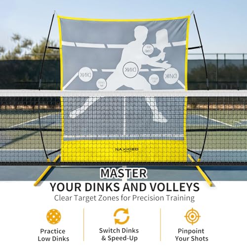 NaxKizo 2026 Upgraded Pickleball Practice Rebounder Net, 6FT Pickleball Training Equipment with Metal Frame, Pickle Ball Rebounder for Outdoor Indoor, Pickle Ball Trainer for Dink Volley Training