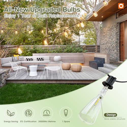 addlon 54(48+6) FT Solar String Lights Waterproof,Patio Lights Solar Powered with Remote & USB Port 15+1 LED Shatterproof Bulbs 3 Light Modes, Dimmable Solar Light for Camping Backyard Garden