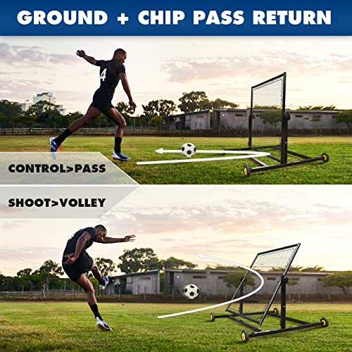 MR Height Adjustable Rebounder, Portable Sports Bounce Back Net, Adjustable Angle Pitch Back Return Net, Rebound Wall for Lacrosse, Baseball, Softball, Soccer, Football, Basketball, Volleyball, Tennis