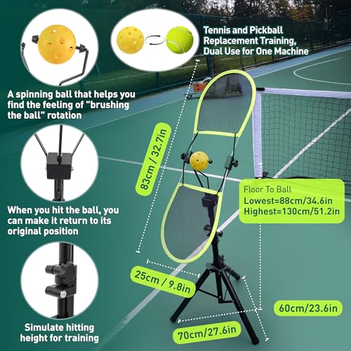 WAOPSO Pickleball Topspin Trainer,Professional Training Tool with Adjustable Angle Panel, Dual-Sport Compatible Pickleball Training Equipment for Solo Practice & Skill Development