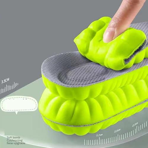 2 Pairs Insoles for Women Men - U-Shape Memory Foam Insoles - Super Soft 4D Cloud Insole for Anti Fatigue, Shock Absorption, Foot Pain Relief (Green, Men: US 8-11)
