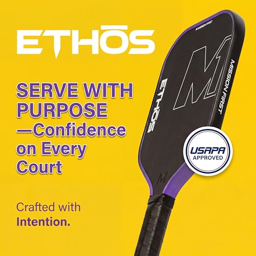 M1 Ethos Pickleball Paddles: USAP and PBCor.43 Approved, 16 MM, Elongated, Thermoformed, T700 Raw Carbon Fiber, Strong Power, Control, and Spin, Superior Paddle Ideal for Beginners to Advanced Players