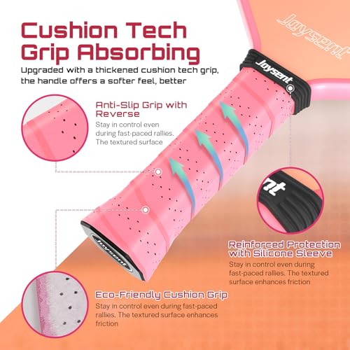 Joysent Pickleball Paddles Set of 2, Lightweight Pickleball Racket for Beginner, USAPA Approved Fiberglass Surface Pickleball Set with Non-Slip Comfort Grip, Pink