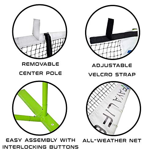 RayaLife Portable Pickleball Net & Badminton Net 2 in 1-22ft Width Standard Net Size- Indoor & Outdoor Multi-Sport Net – Weatherproof, Durable, Easy Assembly