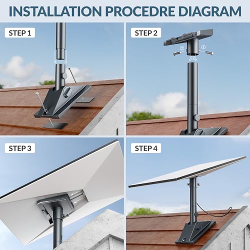 Starlink Gen 3 Mount Kit, Heavy-Duty Aluminum Roof/Wall Mount Accessories for Starlink V3, 5.5"x8.8" Stable Base, 90° Tool-Free Tilt, Insulation Guard, Satellite Dish Mounting Kit Pole & Pipe Adapter