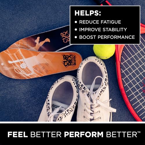 CURREX AcePro, Arch Support Insoles for Tennis, Volleyball, Racquetball, Net Sports, Increase Performance & Agility, Court Based Sports Inserts for Men & Women (High Arch, Large)