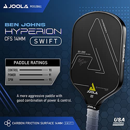 JOOLA Ben Johns Hyperion CFS Swift Pickleball Paddle - USAPA Approved for Tournament Play - Carbon Fiber Pickle Ball Racket - Maximum Speed with High Grit & Spin