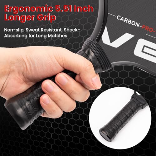 Toovem Pro Pickleball Paddle – Carbon Fiber Pickleball Paddle with T700 Layers & Polypropylene Core, Lightweight Professional Pickle Ball Racket for Power & Control, Whole Set with 2 Balls & Bag