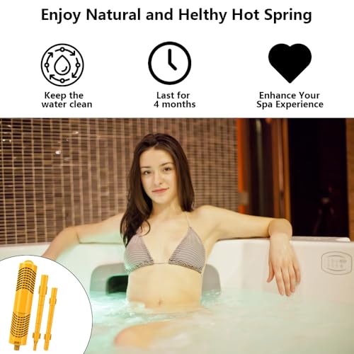 BFJOG Hot Tub Mineral Stick, Mineral Sticks for Hot Tub, Spa Mineral Sticks for Hot Tub Replacements Brings Natural and Healthy Spring Water to You for 8 Consecutive Months. (Yellow 2PCS)
