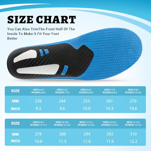 VALSOLE Plantar Fasciitis Insoles,210+ lbsHeavy Duty Support Pain Relief Orthotics,Insoles for Standing All Day,Work Boot Shoe Insole for Flat Feet,Orthotic Insoles for Men Women