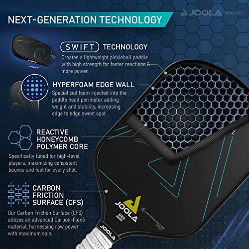 JOOLA Simone Jardim Hyperion CFS Swift Pickleball Paddle - USAPA Approved for Tournament Play - 14mm Carbon Fiber Pickle Ball Racket - Maximum Speed with High Grit & Spin