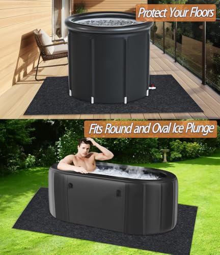 Ahpuhtan 47x70 Inch Cold Plunge Tub Floor Mat, Waterproof Ice Bath Tub Mat Outdoor Indoor, Anti-Slip Protector Pad for Round Oval Cold Plunge Ice Bath Accessories