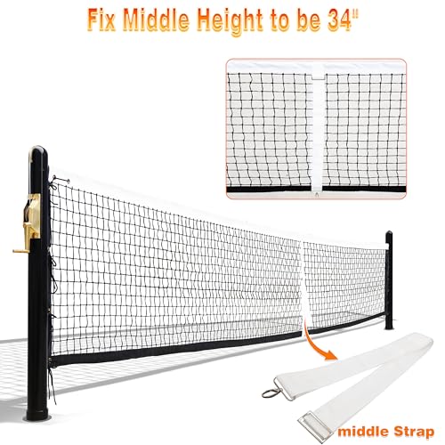 Seliyoo In-Ground Pickleball Net,Heavy-Duty Pickleball Posts,Regulation Tournament-Grade Size,22 FT Regulation Net, Premium-Grade Brass Winder, Galvanized Sleeves,Idea for Outdoor & Indoor Courts