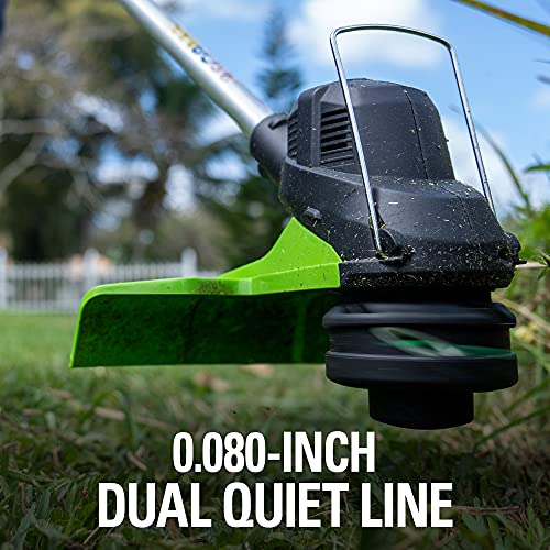 Greenworks 48V (24V x 2) 15" String Trimmer, (2) 2Ah Batteries and 4A Dual Port Charger Included