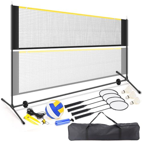 Badminton Pickleball Net, Adjustable Height Portable Badminton Net-2-in-1 Volleyball and Badminton Set, Pickleball Net for Tennis Indoor Outdoor Court