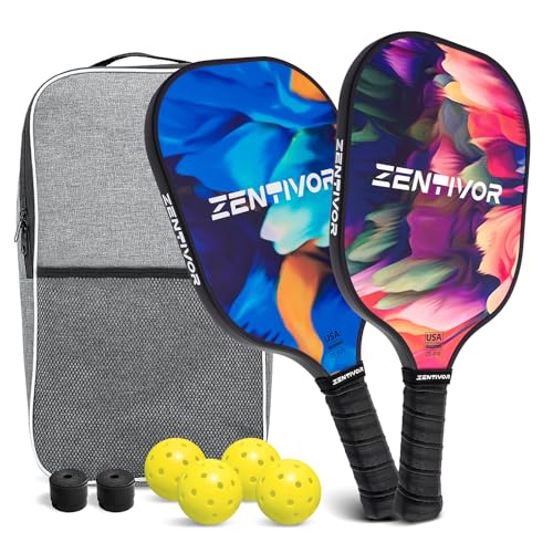 Lightweight Carbon Fiber Pickleball Paddles Set of 2 – USAPA Approved Pickleball Set for Beginners, Intermediates, Men & Women | Gritty Surface, Stylish | 16mm Core, Includes Balls, Bag, Overgrips
